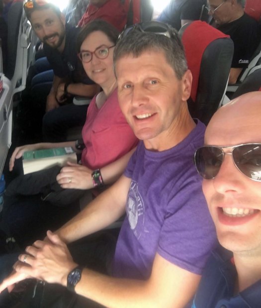 Cooke crew on plane